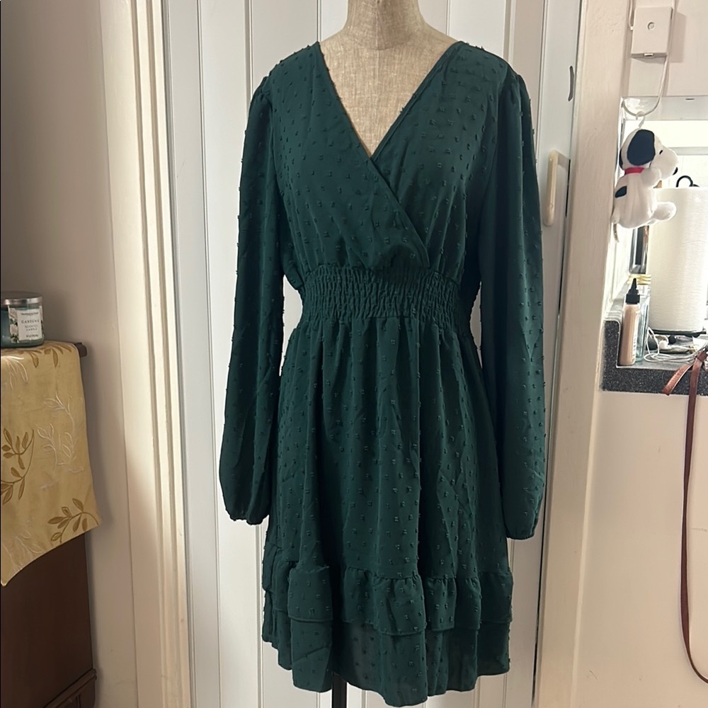 Elegant Green Long Sleeve Dress